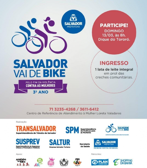 Banner - 3º Passeio Vai de Bike acontece pelo fim da violência contra mulheres em Salvador