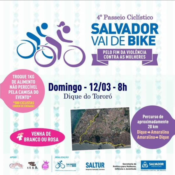 Banner - 4º Passeio Salvador Vai de Bike acontece pelo fim da violência contra mulheres em Salvador