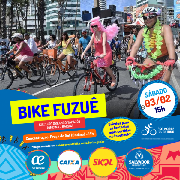 Banner - Bike Fuzuê 2018 - Ciclistas abrem alas no pré-carnaval de Salvador